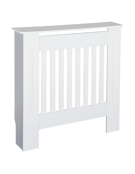 HOMCOM Slatted Radiator Cover Painted Cabinet MDF Lined Grill in White (78L x 19W x 81H cm)