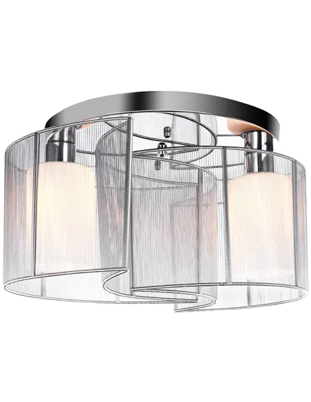 HOMCOM Modern Chandelier, Semi-Flush Mount Ceiling Light with 2 Light, E27 Bulb Base for Hallway, Dining Room, Living Room, Whit