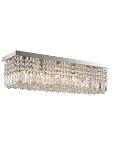 HOMCOM Modern Crystal Ceiling Light Square Crystal Chandelier for Living Room, Dining Room, Hall, E14 Base, Silver, 80 x 25 x 23