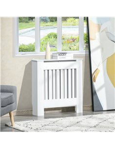 HOMCOM Slatted Radiator Cover Painted Cabinet MDF Lined Grill in White (78L x 19W x 81H cm) 2