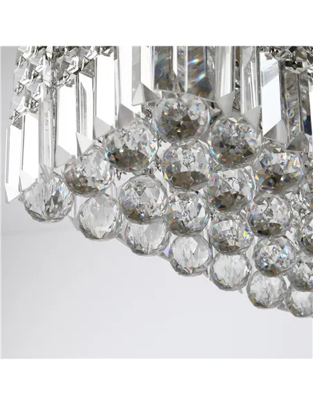 HOMCOM Modern Crystal Ceiling Light Square Crystal Chandelier for Living Room, Dining Room, Hall, E14 Base, Silver, 80 x 25 x 23
