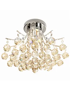 HOMCOM Crystal Chandeliers, K9 Droplets Ceiling Light with 3 E14 Bulb Base, Pendant Lights for Living Room, Bedroom, Dining Room