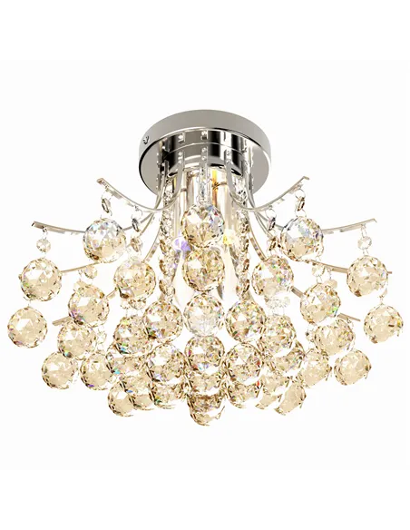 HOMCOM Crystal Chandeliers, K9 Droplets Ceiling Light with 3 E14 Bulb Base, Pendant Lights for Living Room, Bedroom, Dining Room