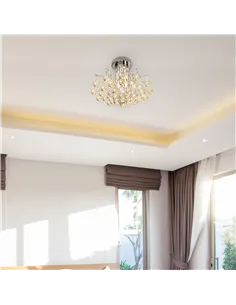 HOMCOM Crystal Chandeliers, K9 Droplets Ceiling Light with 3 E14 Bulb Base, Pendant Lights for Living Room, Bedroom, Dining Room 2
