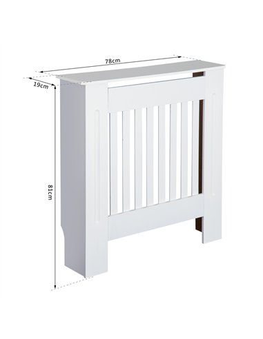 HOMCOM Slatted Radiator Cover Painted Cabinet MDF Lined Grill in White (78L x 19W x 81H cm)