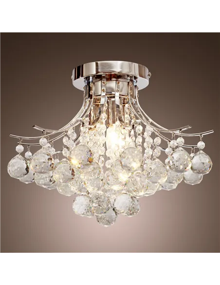 HOMCOM Crystal Chandeliers, K9 Droplets Ceiling Light with 3 E14 Bulb Base, Pendant Lights for Living Room, Bedroom, Dining Room