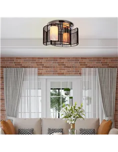 HOMCOM Modern Chandelier, Semi-Flush Mount Ceiling Light with 2 Light, E27 Bulb Base for Hallway, Dining Room, Living Room, Whit 2