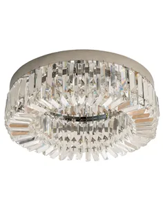 HOMCOM Crystal Ceiling Light Modern Chandeliers Stainless Steel Pendant Lights with Crystal Decorations for Living Room Bedroom 