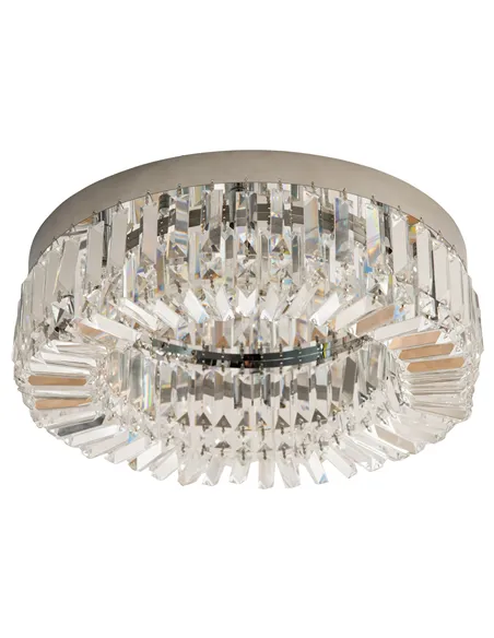 HOMCOM Crystal Ceiling Light Modern Chandeliers Stainless Steel Pendant Lights with Crystal Decorations for Living Room Bedroom 