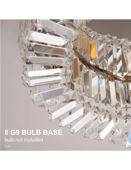 HOMCOM Crystal Ceiling Light Modern Chandeliers Stainless Steel Pendant Lights with Crystal Decorations for Living Room Bedroom 