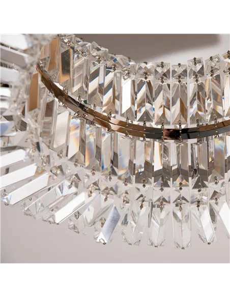 HOMCOM Crystal Ceiling Light Modern Chandeliers Stainless Steel Pendant Lights with Crystal Decorations for Living Room Bedroom 