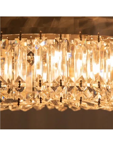 HOMCOM Crystal Ceiling Light Modern Chandeliers Stainless Steel Pendant Lights with Crystal Decorations for Living Room Bedroom 