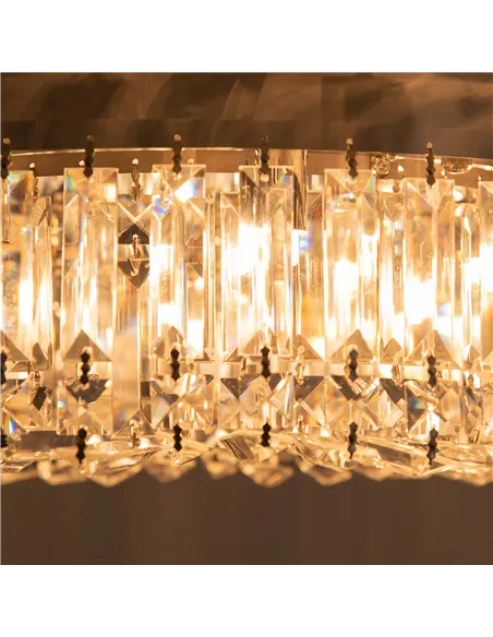 HOMCOM Crystal Ceiling Light Modern Chandeliers Stainless Steel Pendant Lights with Crystal Decorations for Living Room Bedroom 