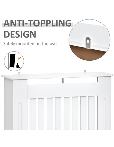 HOMCOM Slatted Radiator Cover Painted Cabinet MDF Lined Grill in White (78L x 19W x 81H cm)