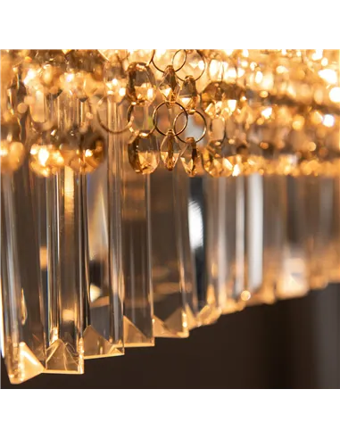 HOMCOM Modern Raindrop Crystal Chandelier, Round Rectangular hanging Ceiling Light, Linear Hanging Lighting with Stainless Steel