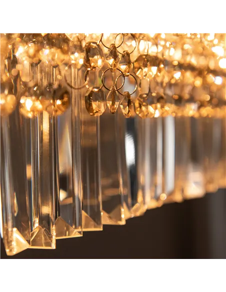 HOMCOM Modern Raindrop Crystal Chandelier, Round Rectangular hanging Ceiling Light, Linear Hanging Lighting with Stainless Steel