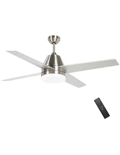 HOMCOM Ceiling Fan with LED Light, Flush Mount Ceiling Fan Lights with Reversible Blades, Remote, Silver and Black