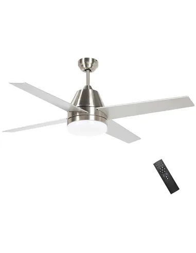 HOMCOM Ceiling Fan with LED Light, Flush Mount Ceiling Fan Lights with Reversible Blades, Remote, Silver and Black