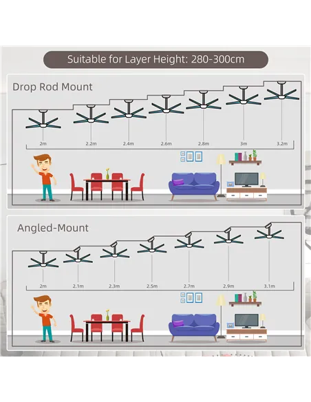 HOMCOM Ceiling Fan with LED Light, Flush Mount Ceiling Fan Lights with Reversible Blades, Remote, Silver and Black