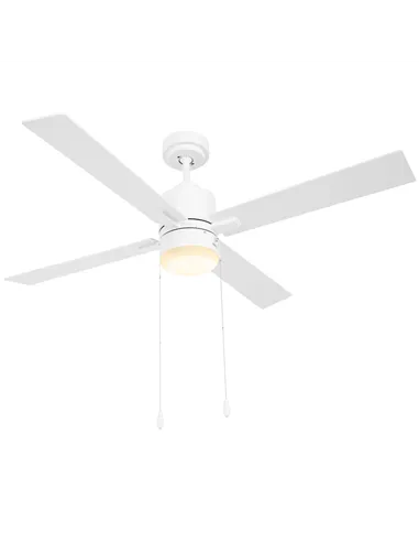HOMCOM Ceiling Fan with LED Light, Flush Mount Ceiling Fan Lights with Reversible Blades, Pull-chain, White and Natural Tone