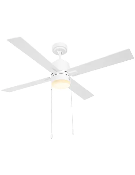 HOMCOM Ceiling Fan with LED Light, Flush Mount Ceiling Fan Lights with Reversible Blades, Pull-chain, White and Natural Tone