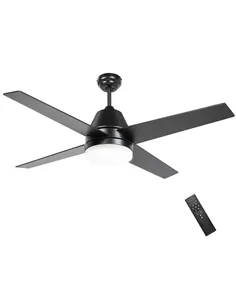 HOMCOM Ceiling Fan with LED Light, Flush Mount Ceiling Fan Lights with Reversible Blades, Remote, Black and Walnut Brown