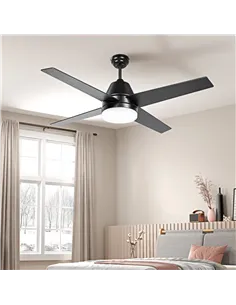 HOMCOM Ceiling Fan with LED Light, Flush Mount Ceiling Fan Lights with Reversible Blades, Remote, Black and Walnut Brown 2