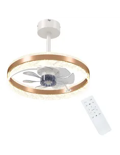 HOMCOM Ceiling Fan with LED Light and Remote - Gold Tone