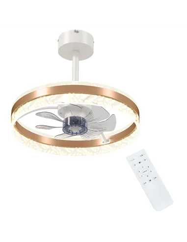 HOMCOM Ceiling Fan with LED Light and Remote - Gold Tone