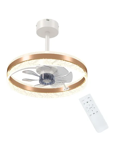 HOMCOM Ceiling Fan with LED Light and Remote - Gold Tone