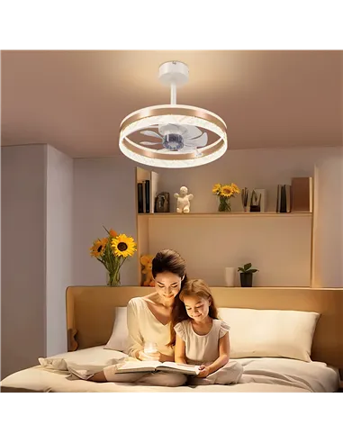 HOMCOM Ceiling Fan with LED Light and Remote - Gold Tone