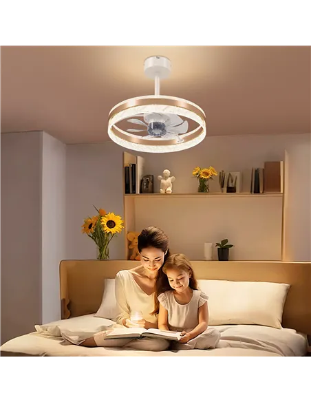 HOMCOM Ceiling Fan with LED Light and Remote - Gold Tone