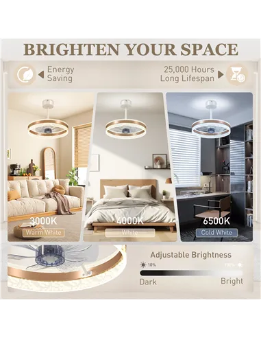 HOMCOM Ceiling Fan with LED Light and Remote - Gold Tone