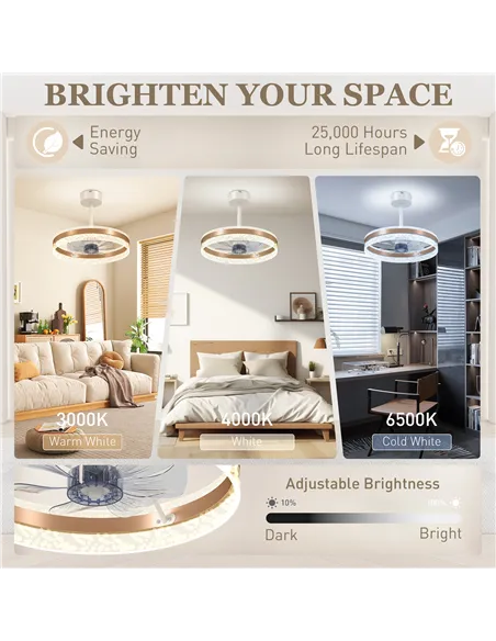 HOMCOM Ceiling Fan with LED Light and Remote - Gold Tone