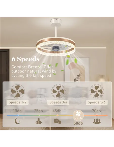 HOMCOM Ceiling Fan with LED Light and Remote - Gold Tone