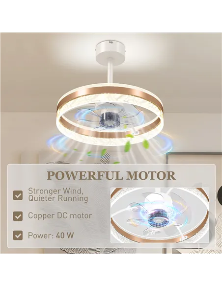 HOMCOM Ceiling Fan with LED Light and Remote - Gold Tone