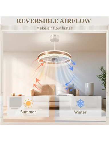 HOMCOM Ceiling Fan with LED Light and Remote - Gold Tone