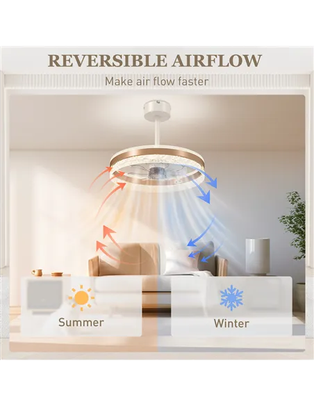 HOMCOM Ceiling Fan with LED Light and Remote - Gold Tone