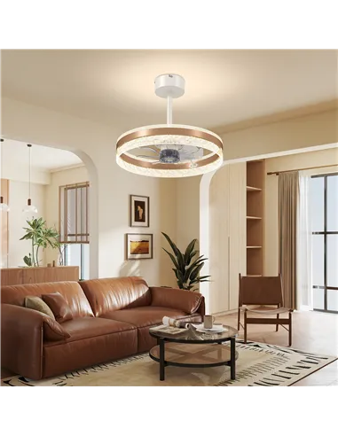 HOMCOM Ceiling Fan with LED Light and Remote - Gold Tone