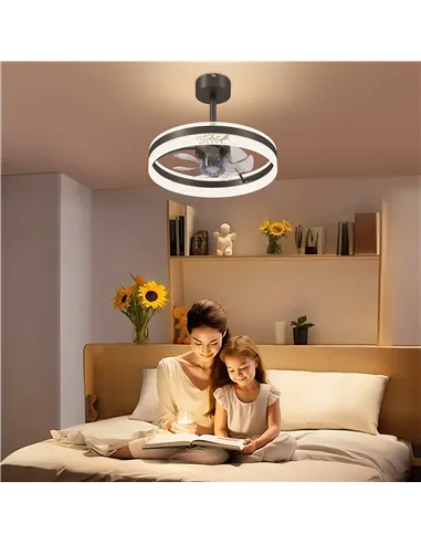 HOMCOM Ceiling Fan with LED Light and Remote - Black