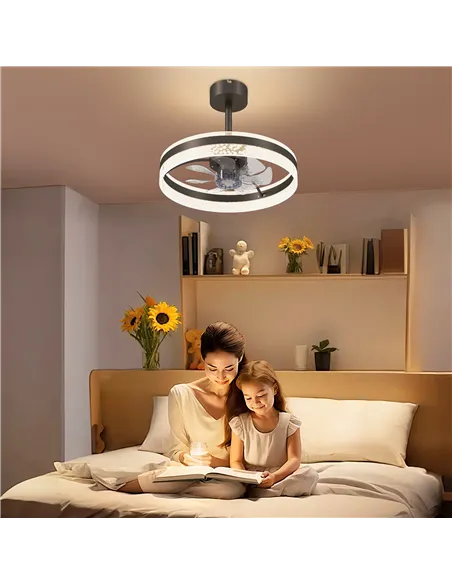 HOMCOM Ceiling Fan with LED Light and Remote - Black