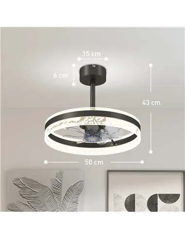 HOMCOM Ceiling Fan with LED Light and Remote - Black