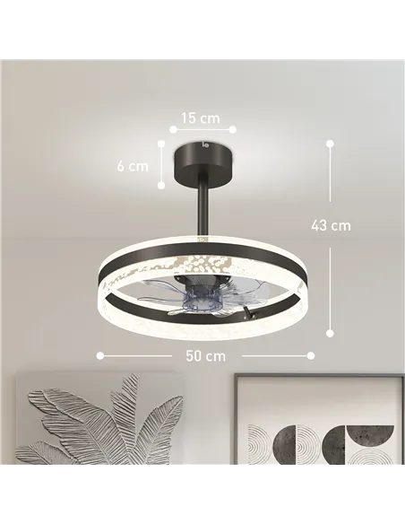 HOMCOM Ceiling Fan with LED Light and Remote - Black