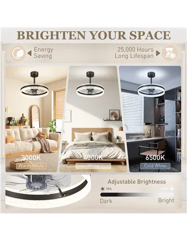 HOMCOM Ceiling Fan with LED Light and Remote - Black