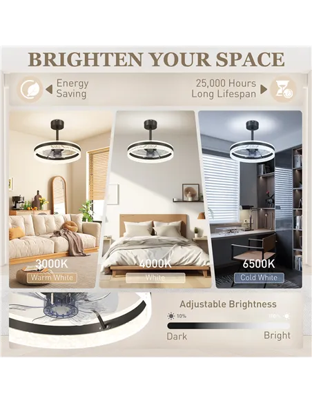 HOMCOM Ceiling Fan with LED Light and Remote - Black