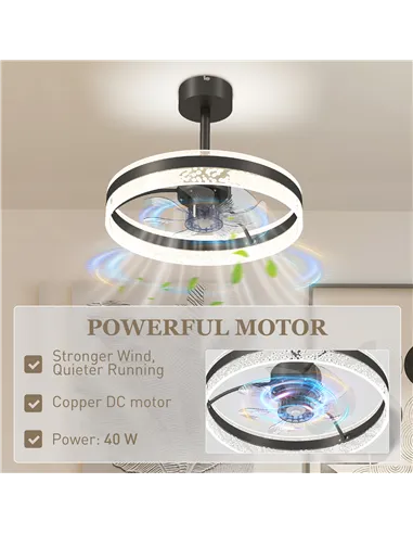 HOMCOM Ceiling Fan with LED Light and Remote - Black