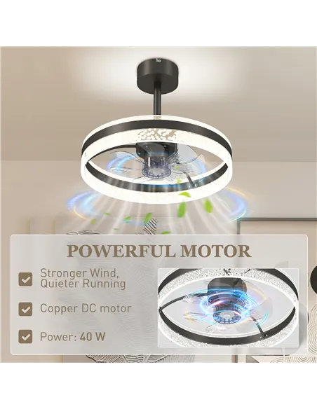 HOMCOM Ceiling Fan with LED Light and Remote - Black
