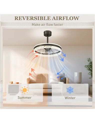 HOMCOM Ceiling Fan with LED Light and Remote - Black