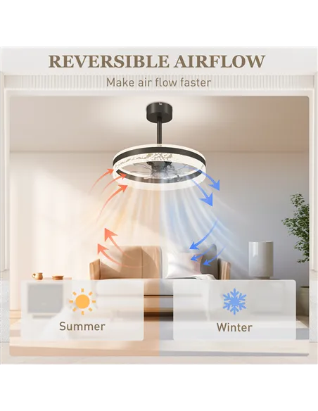 HOMCOM Ceiling Fan with LED Light and Remote - Black