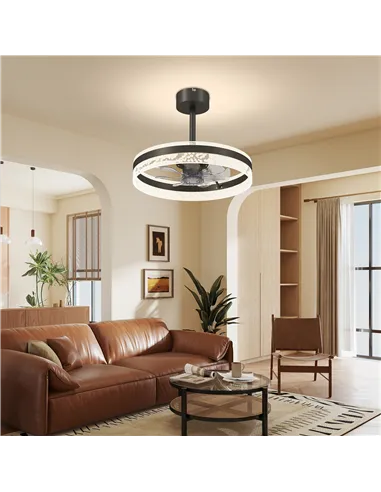 HOMCOM Ceiling Fan with LED Light and Remote - Black